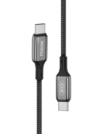 Кабел Type-C - Type-C, XO, 1m, 60W, NB-Q180B /черен/
