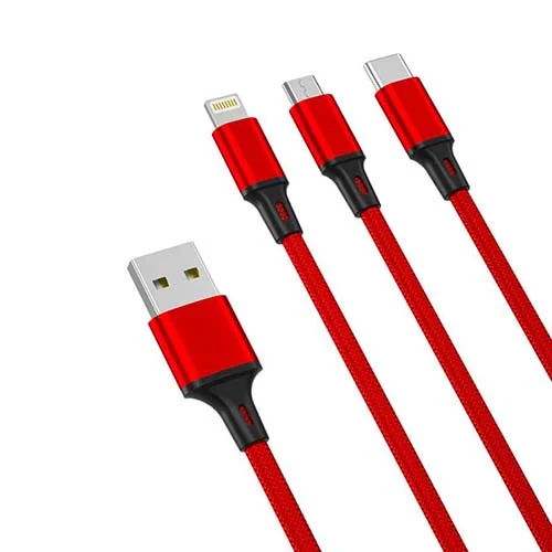 Кабел 3-in-1, XO, 2.4A, 1.2m, NB173 /червен/ – снимка 3