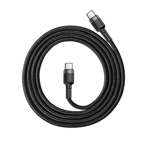 Кабел Type-C - Type-C, BASEUS, 3A, 2м, 60W, Cafule (CATKLF-HG1) /черен+сив/ – снимка 2