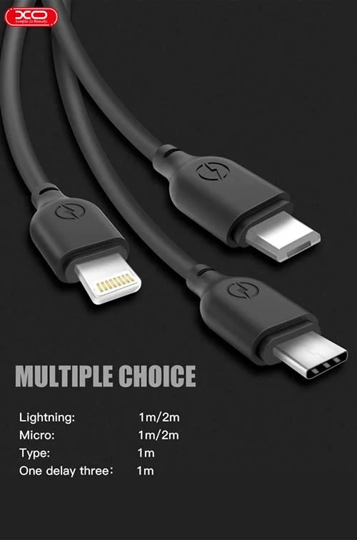Кабел 3-in-1, XO, 2.1A, 1m, NB103 /черен/ – снимка 3