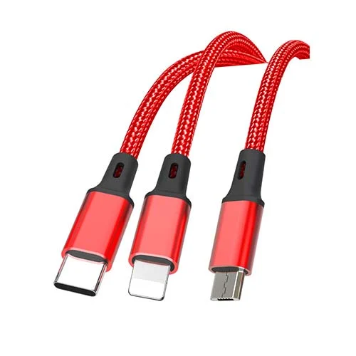 Кабел 3-in-1, XO, 2.4A, 1.2m, NB173 /червен/ – снимка 2