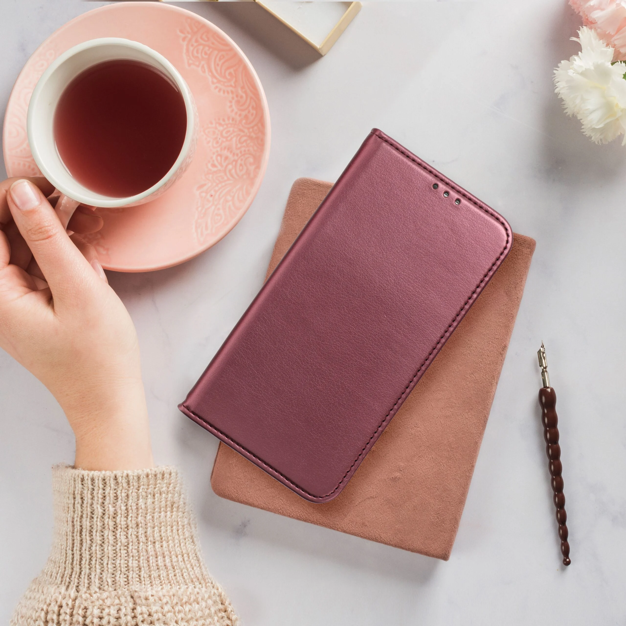 Тефтер Smart Magneto book case за SAMSUNG S23 PLUS виненочервен – снимка 4