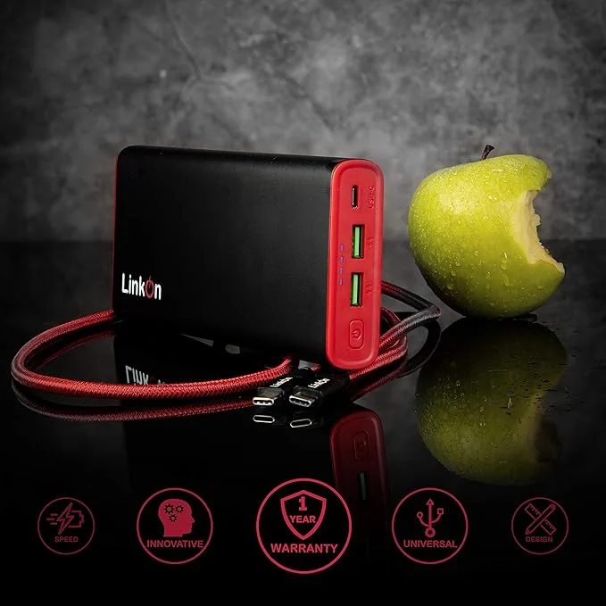 PowerBank LinkOn Neutron 136W 26800mAh, черен/червен - LOPB26BL – снимка 5