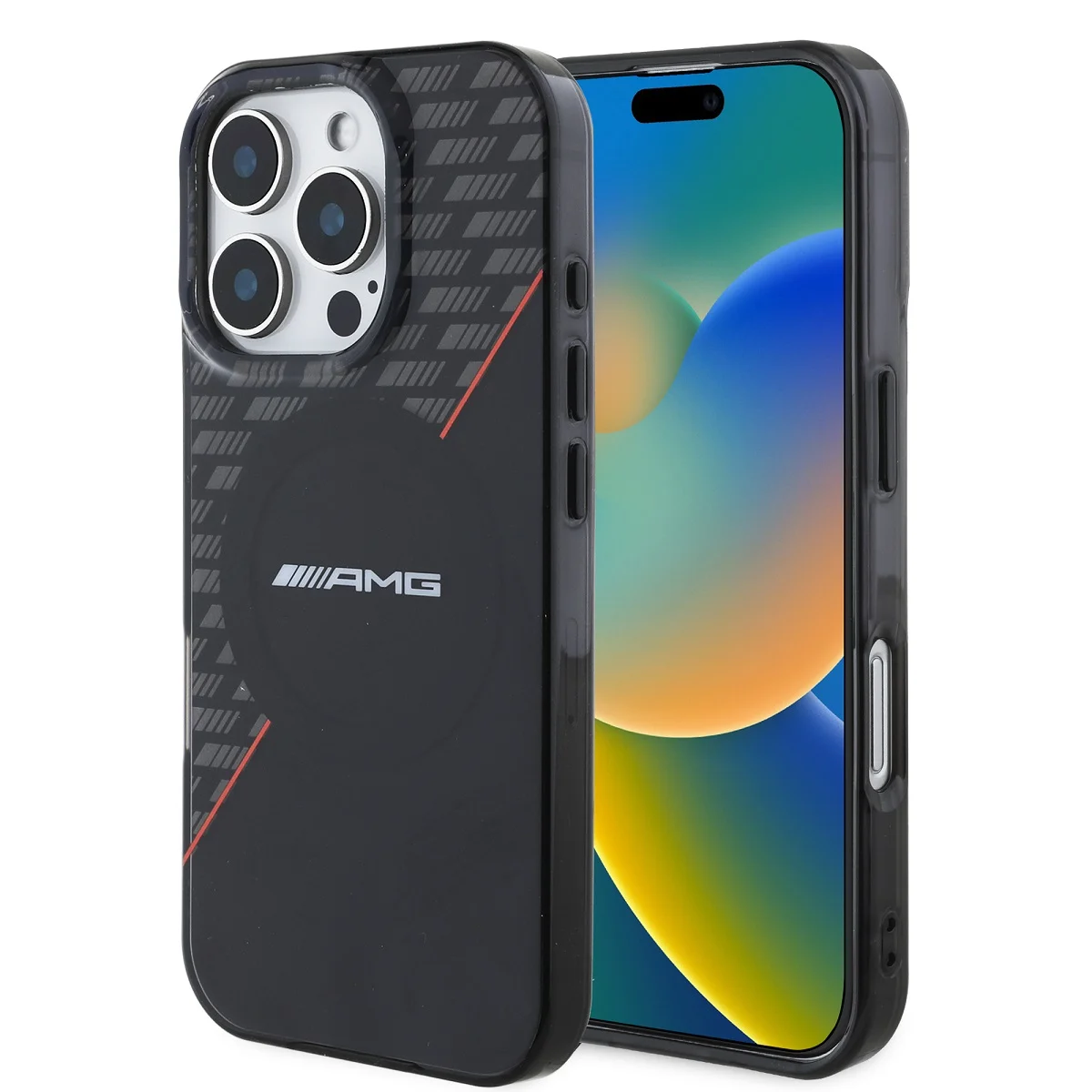Оригинален Калъф AMG AMHMP16L24HRDKR Apple iPhone 16 Pro Rhombs MagSafe /черно+червен/