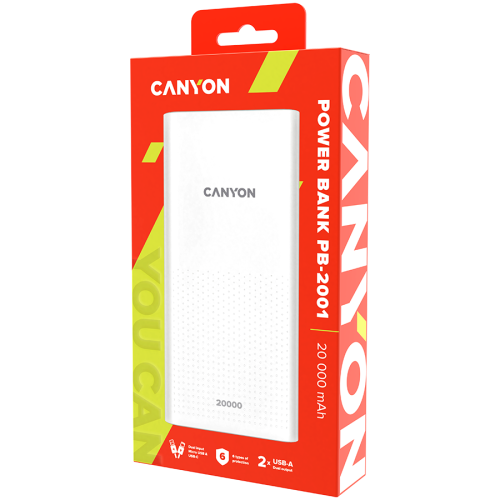 PowerBank Canyon PB-2001, бял - CNE-CPB2001W - Image 3