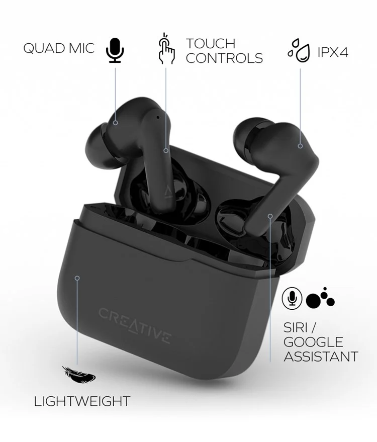 Безжични слушалки Creative Zen Air 2 ANC, черен - 51EF1190AA000 – снимка 8
