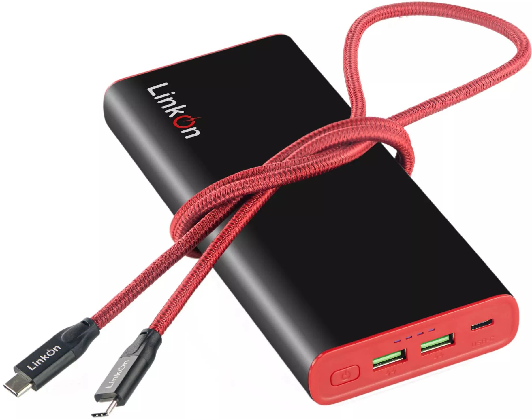 PowerBank LinkOn Neutron 136W 26800mAh, черен/червен - LOPB26BL – снимка 2