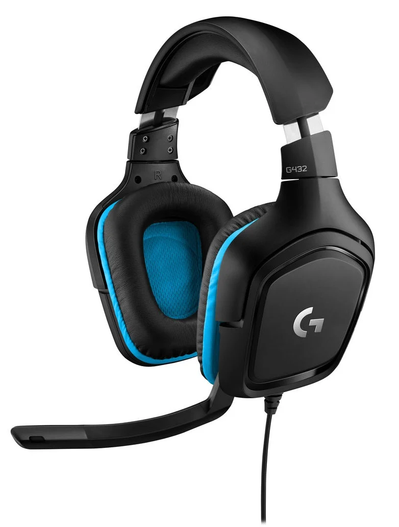 Геймърски слушалки Logitech G432, черен/син - 981-000770