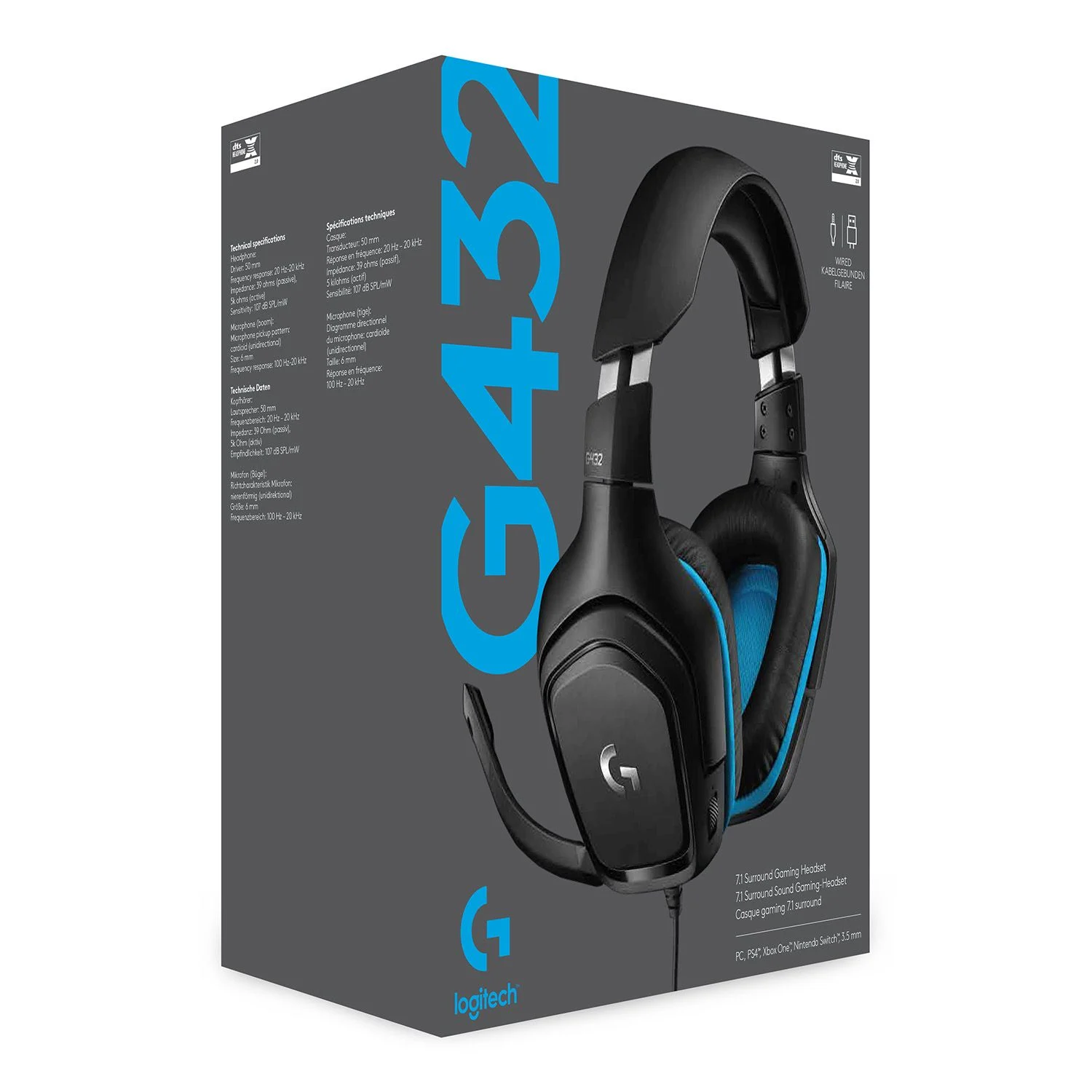 Геймърски слушалки Logitech G432, черен/син - 981-000770 – снимка 4