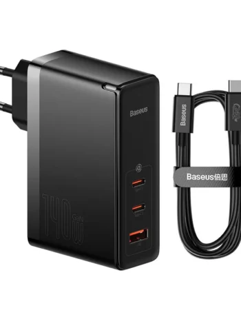BASEUS 220V 140W GaN5 Pro, USB-A, 2xUSB-C (CCGP100201) /черно/