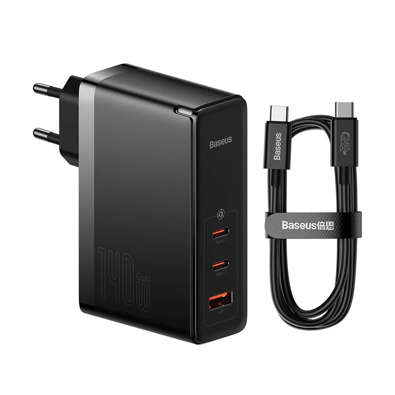 BASEUS 220V 140W GaN5 Pro, USB-A, 2xUSB-C (CCGP100201) /черно/