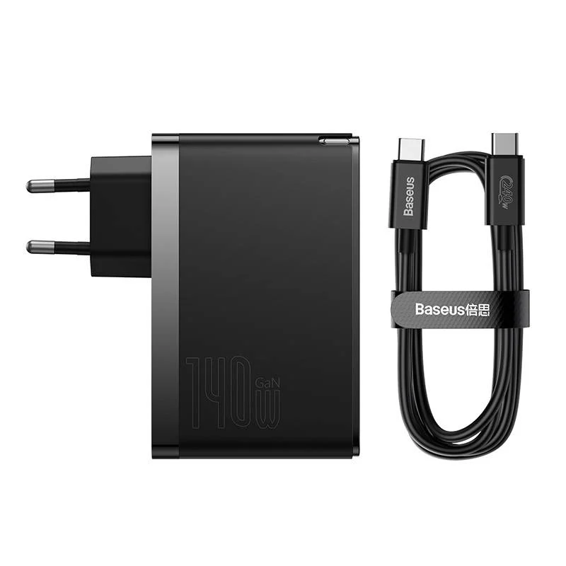 BASEUS 220V 140W GaN5 Pro, USB-A, 2xUSB-C (CCGP100201) /черно/ – снимка 3