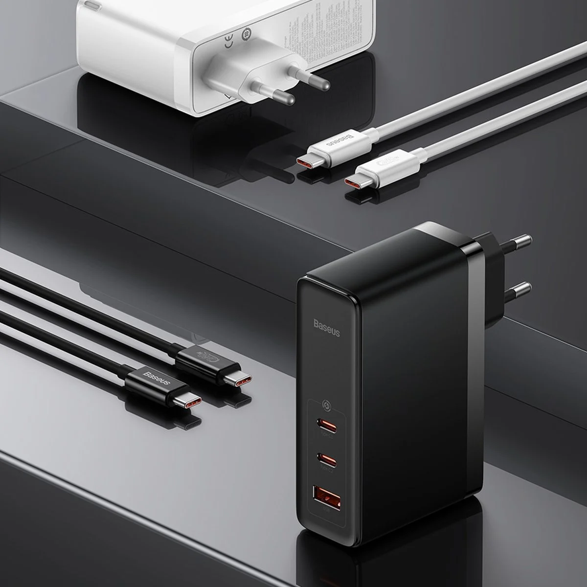 BASEUS 220V 140W GaN5 Pro, USB-A, 2xUSB-C (CCGP100201) /черно/ – снимка 9