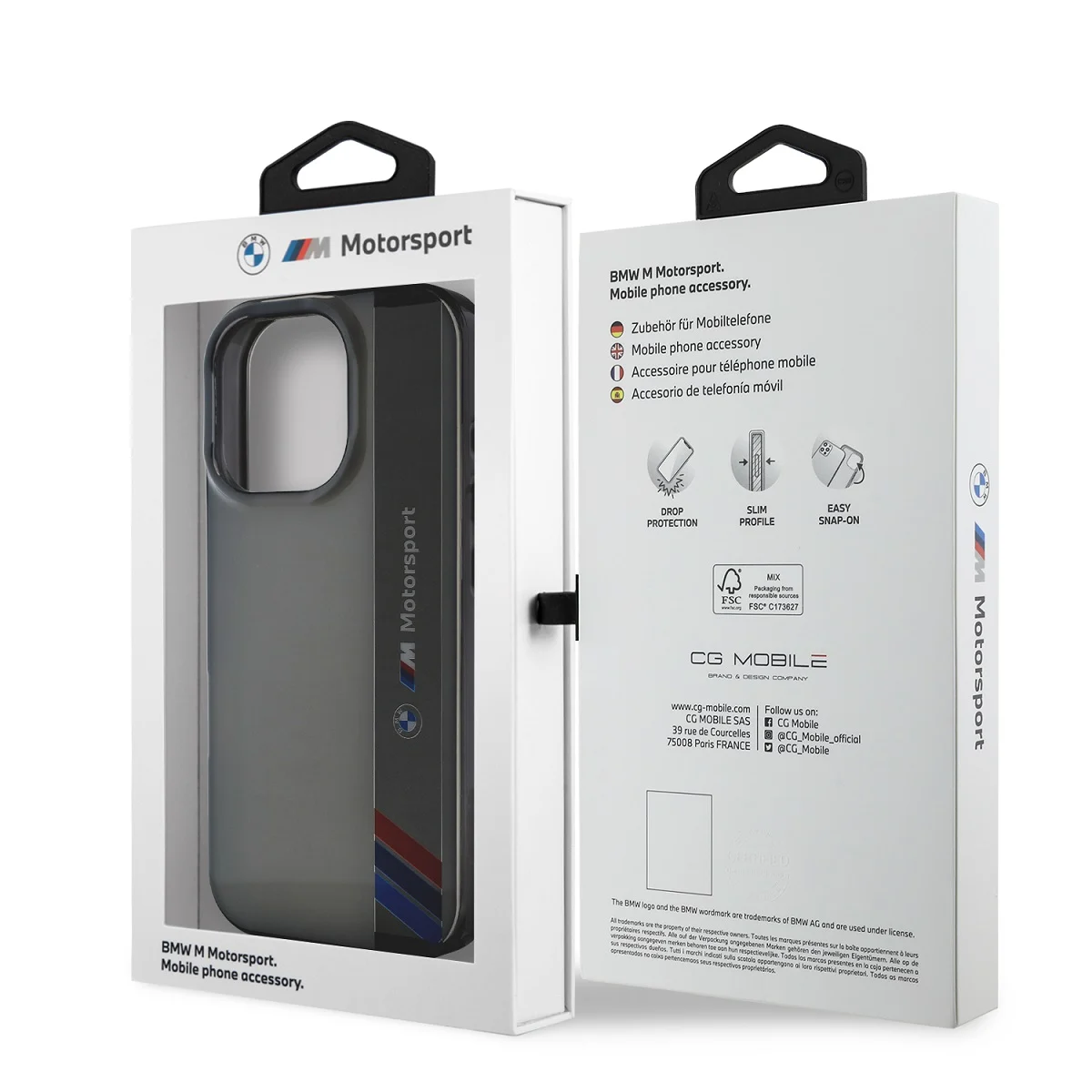 Оригинален Калъф BMW BMHCP16L23HTFEG Apple iPhone 16 Pro IML Motorsport Vertical Stripe /сив/ – снимка 2