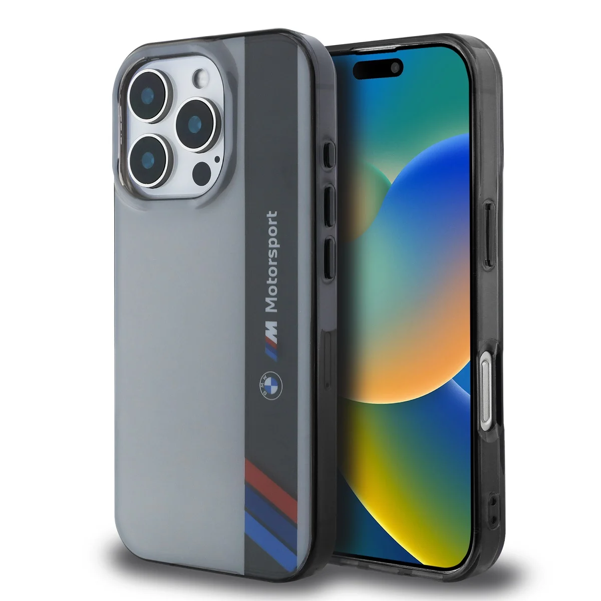 Оригинален Калъф BMW BMHCP16L23HTFEG Apple iPhone 16 Pro IML Motorsport Vertical Stripe /сив/