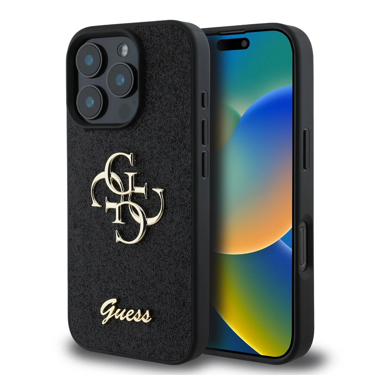 Калъф Guess GUHCP16XHG4SGK Apple iPhone 16 Pro Max PU Fixed Glitter 4G Metal Logo Black