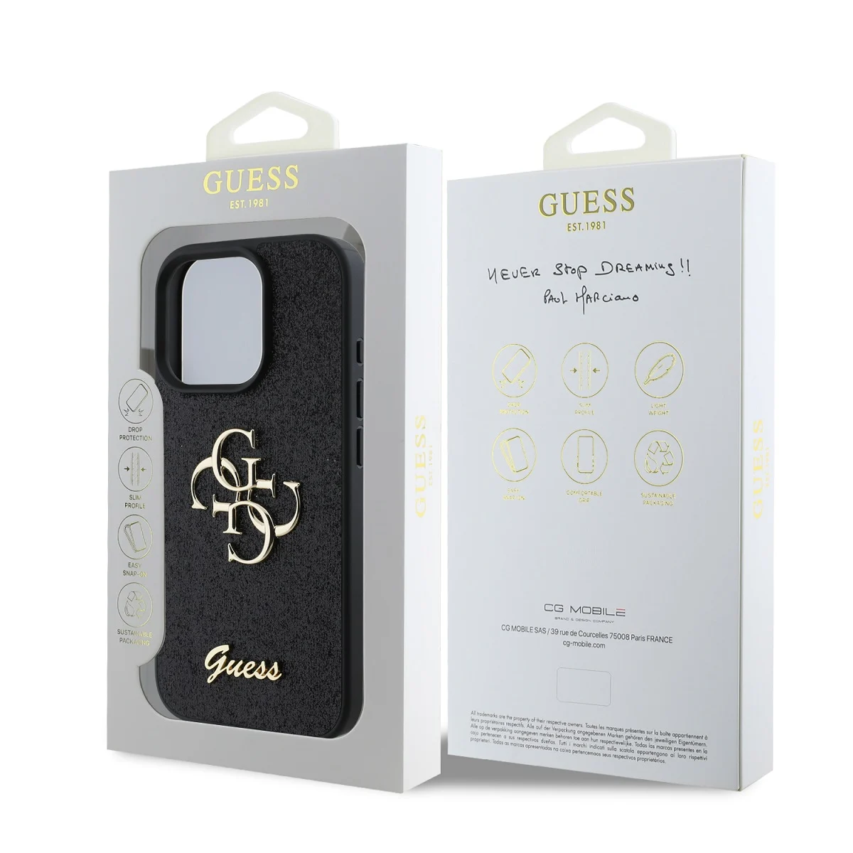 Калъф Guess GUHCP16XHG4SGK Apple iPhone 16 Pro Max PU Fixed Glitter 4G Metal Logo Black – снимка 6