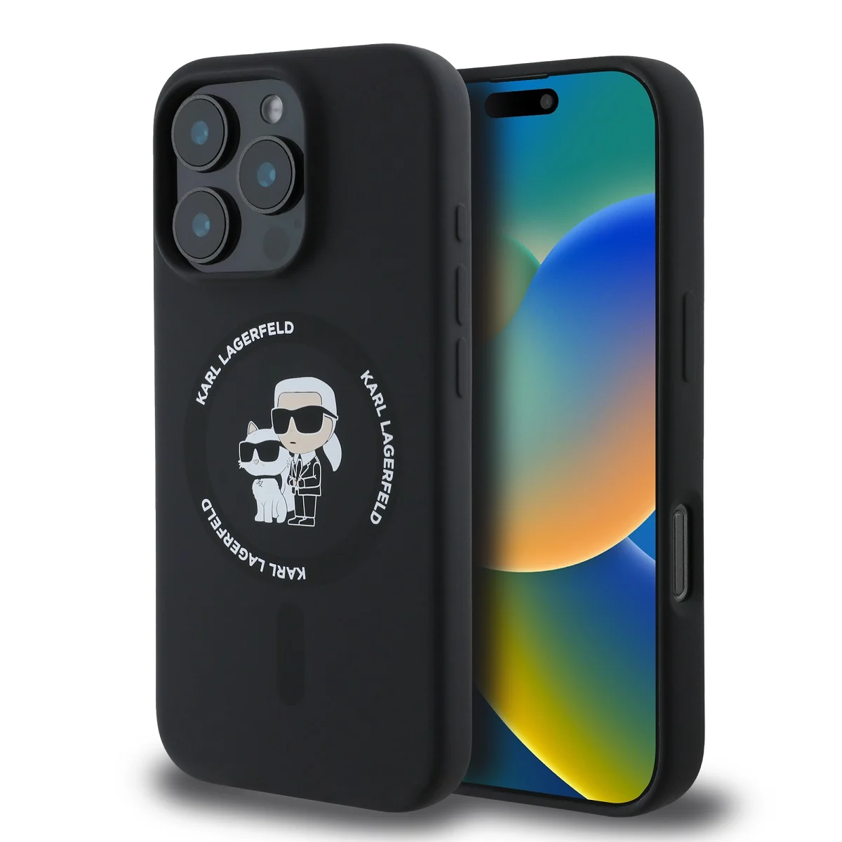 Оригнален Калъф Karl Lagerfeld KLHMP16LSCMKCRHK Apple iPhone 16 Pro Liquid Silicone Karl and Choupette MagSafe Black