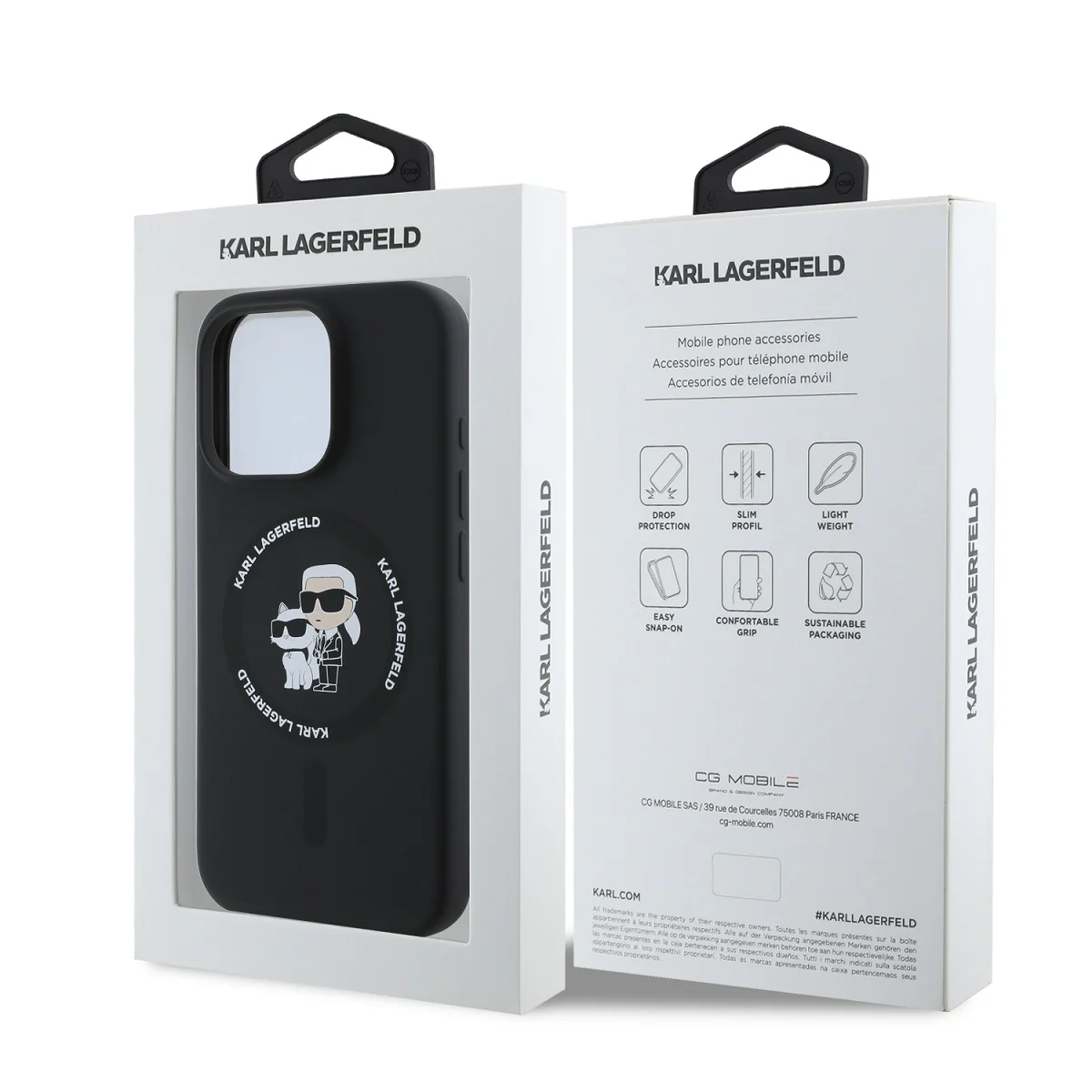 Оригнален Калъф Karl Lagerfeld KLHMP16LSCMKCRHK Apple iPhone 16 Pro Liquid Silicone Karl and Choupette MagSafe Black – снимка 2