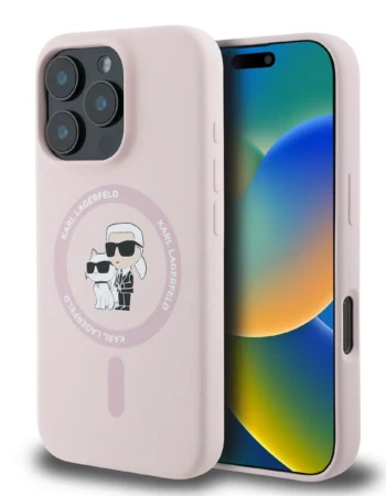 Оригнален Калъф Karl Lagerfeld KLHMP16LSCMKCRHP Apple iPhone 16 Pro Liquid Silicone Karl and Choupette MagSafe Pink