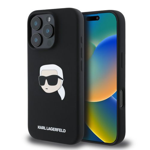 Калъф Karl Lagerfeld KLHMP16XSKHPPLK Apple iPhone 16 Pro Max Liquid Silicone Karl Head MagSafe Black