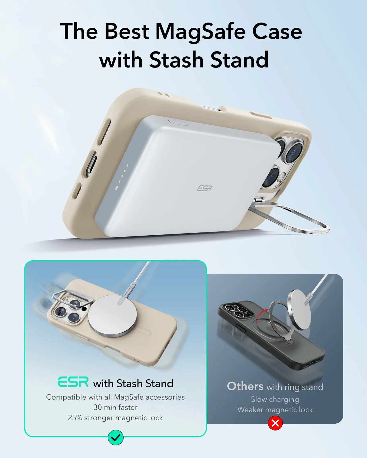 ESR Калъф Cloud Soft със стойка iPhone 16 Pro, MagSafe /розов/ Amazon Pack – снимка 6