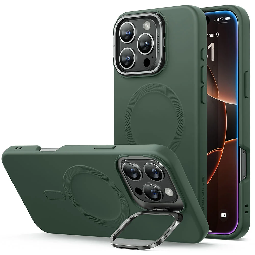 ESR Калъф Cloud Soft със стойка iPhone 16 Pro, MagSafe /зелен/ Amazon Pack