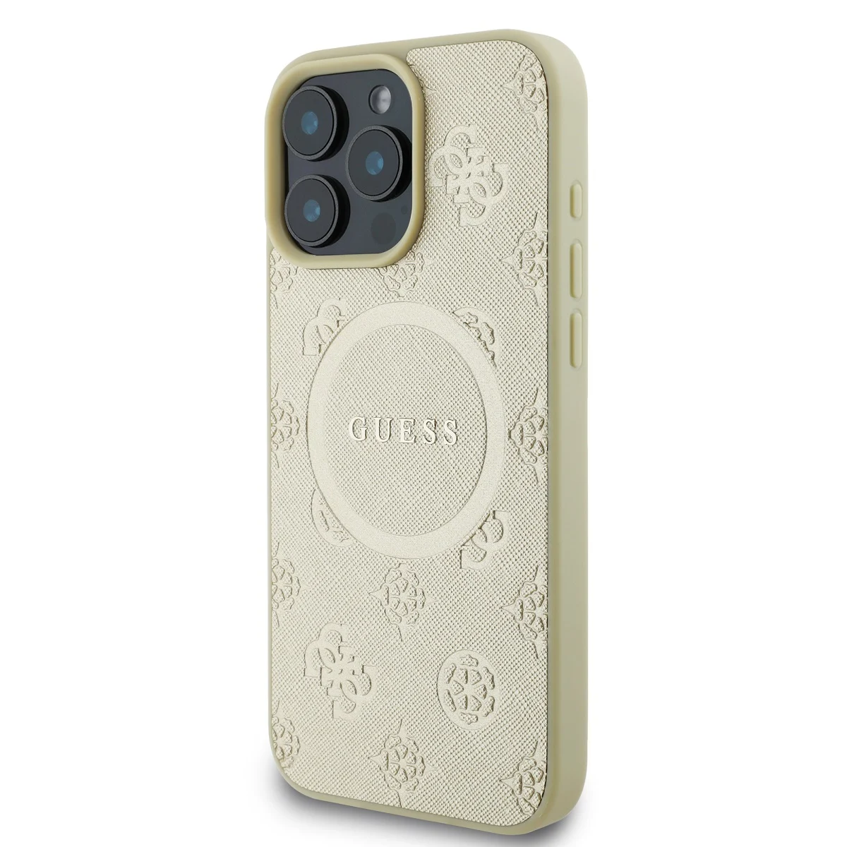 Калъф Guess GUHMP16XPSAPSMED Apple iPhone 16 Pro Max Saffiano Peony Stamp MagSafe Gold – снимка 3