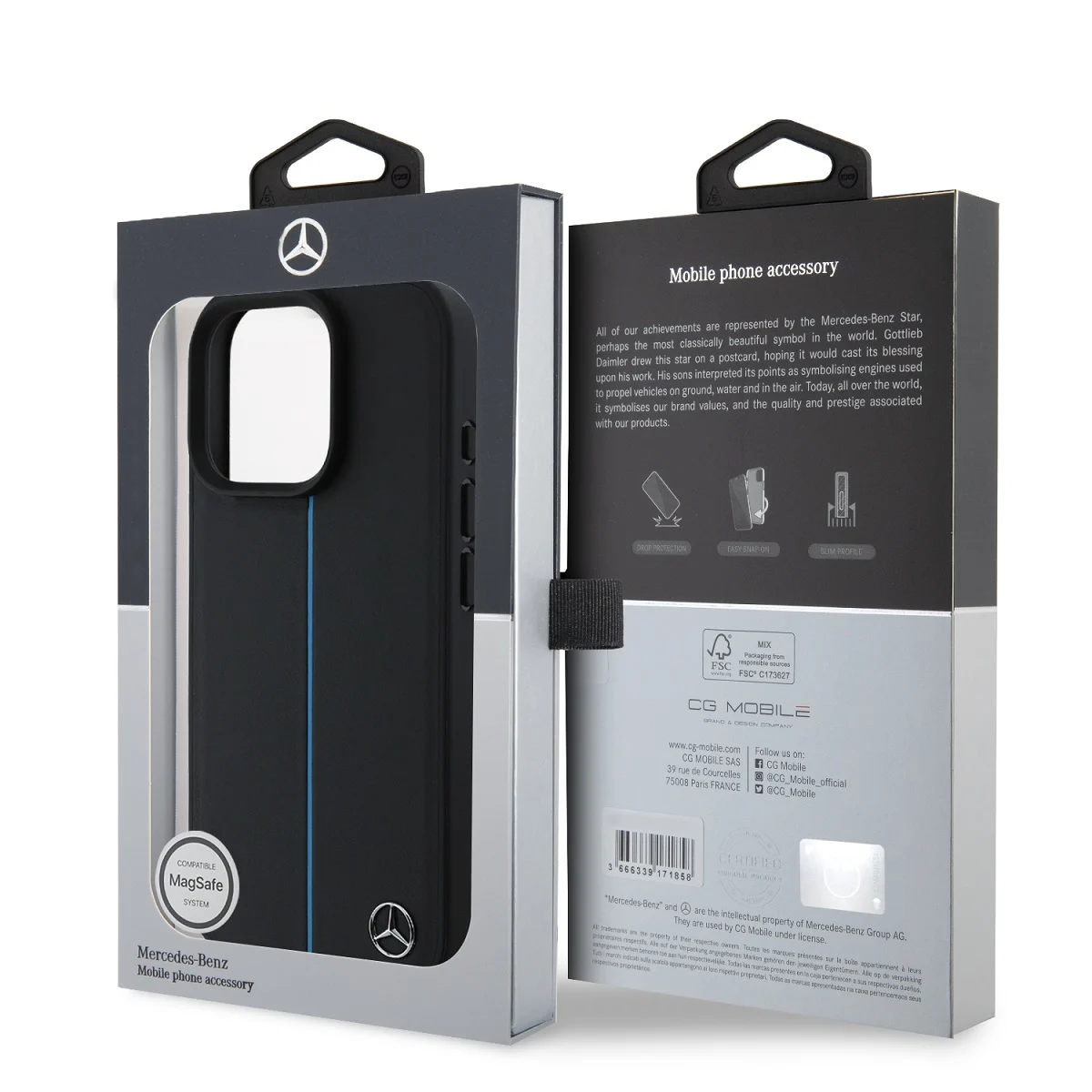 Оригнален Калъф MERCEDES MEHMP16L23RURBK Apple iPhone 16 Pro Leather Blue Stripe MagSafe /черен/ – снимка 6