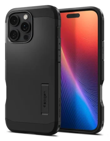 Оригинален SPIGEN Калъф Tough Armor със стойка, Apple iPhone 16 Pro, MagSafe /черен/