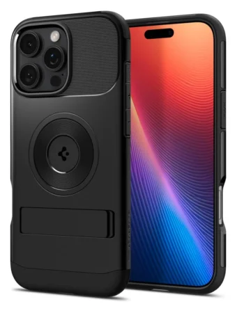 Оригнален SPIGEN Калъф SLIM Armor със стойка, Apple iPhone 16 Pro, MagSafe /черен/