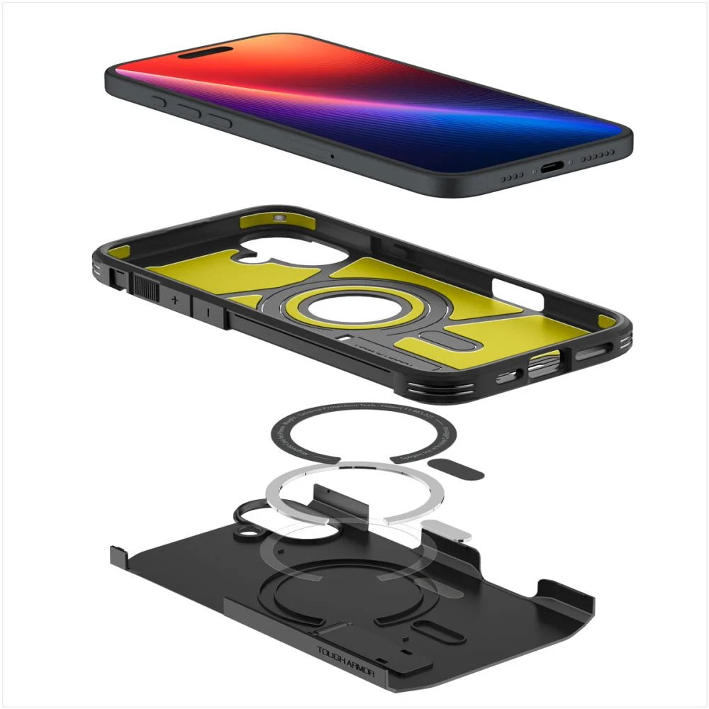 Оригинален SPIGEN Калъф Tough Armor със стойка, Apple iPhone 16 Pro, MagSafe /черен/ – снимка 7