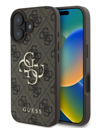 Калъф Guess GUHCP16S4GMGBR Apple iPhone 16 PU 4G Metal Logo Brown