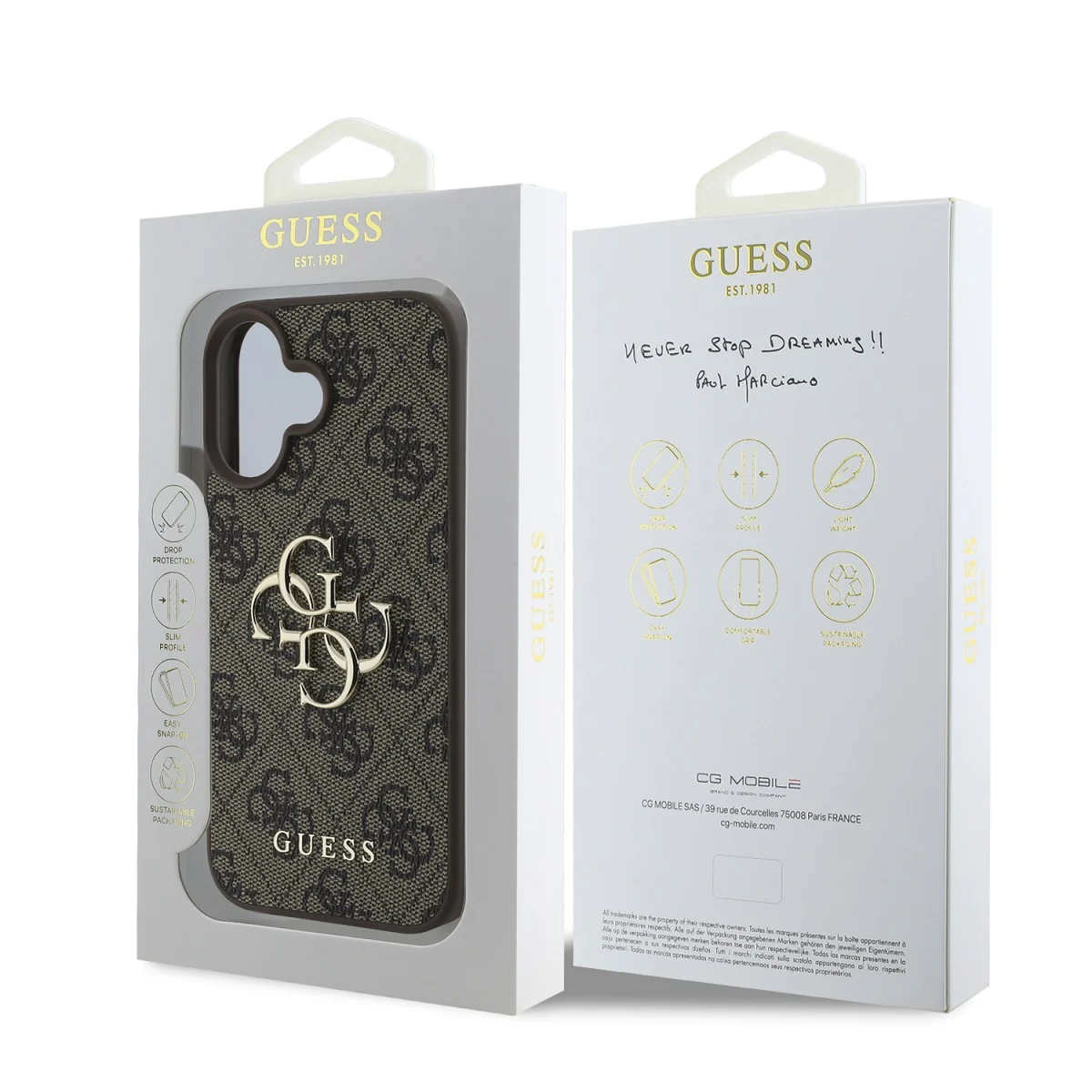 Калъф Guess GUHCP16S4GMGBR Apple iPhone 16 PU 4G Metal Logo Brown – снимка 6