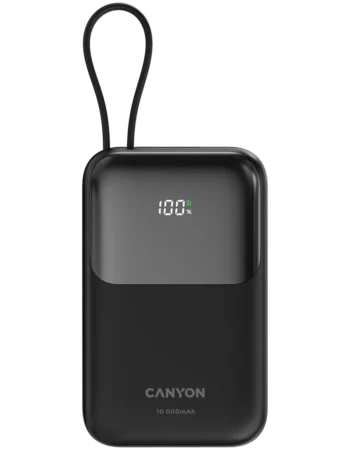 PowerBank Canyon OnPower 101, 22.5 W, 10000 mAh, Черен - CNS-CPB101BK