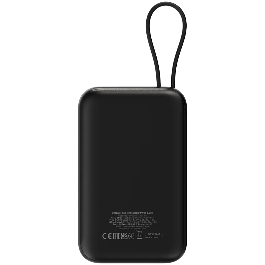 PowerBank Canyon OnPower 101, 22.5 W, 10000 mAh, Черен - CNS-CPB101BK – снимка 4