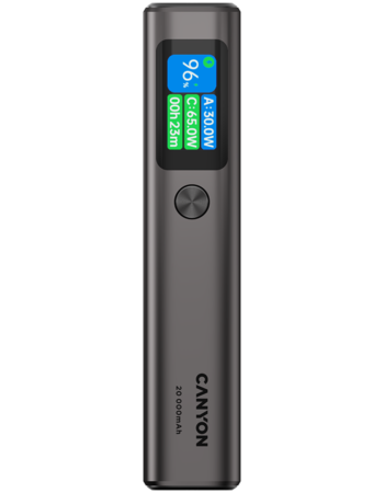 PowerBank Canyon OnPower 230, 130 W, 20000 mAh, Тъмносив - CNS-CPB230DG