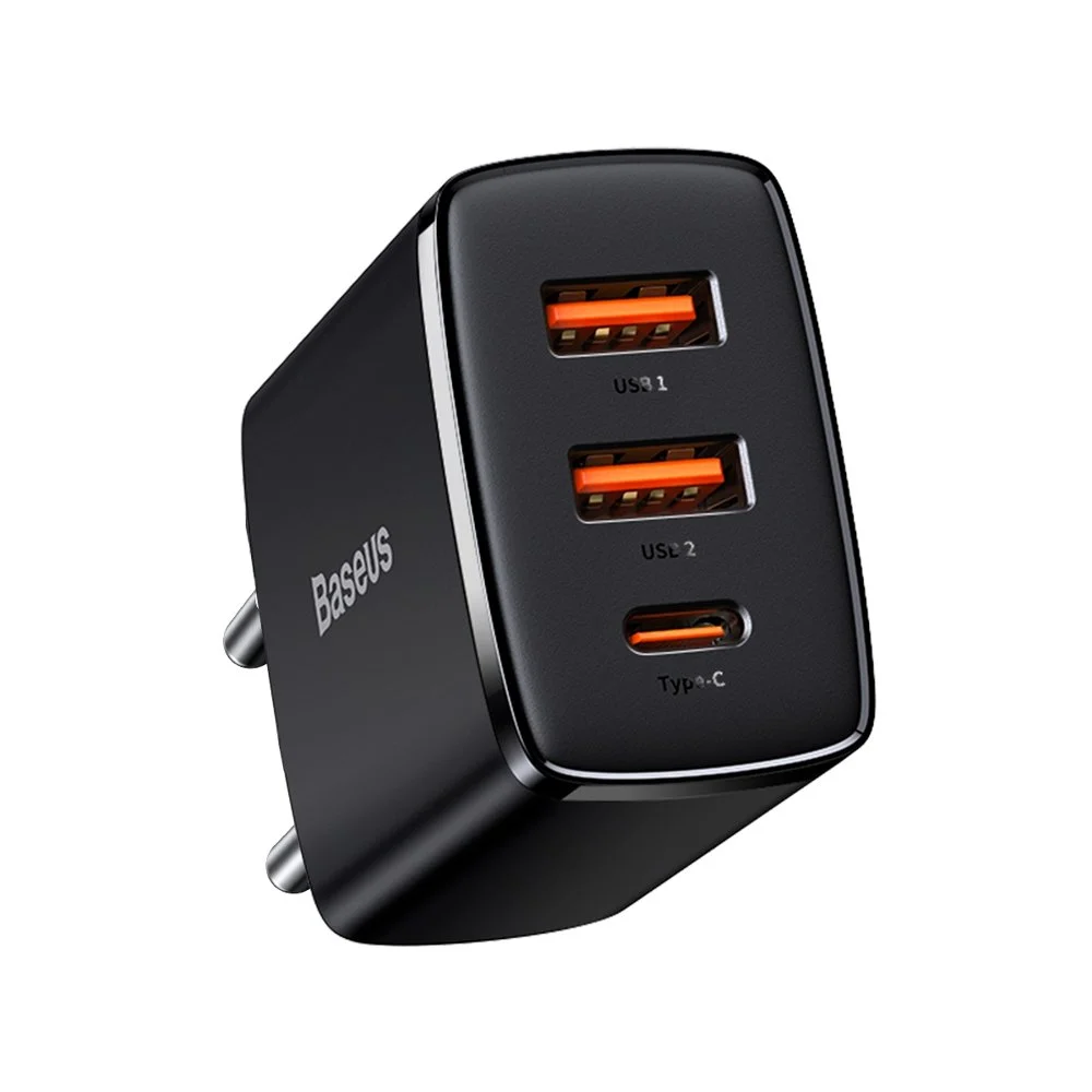 BASEUS 220V 30W, 2xUSB-A, USB-C, Compact (CCXJ-E01) /черно/