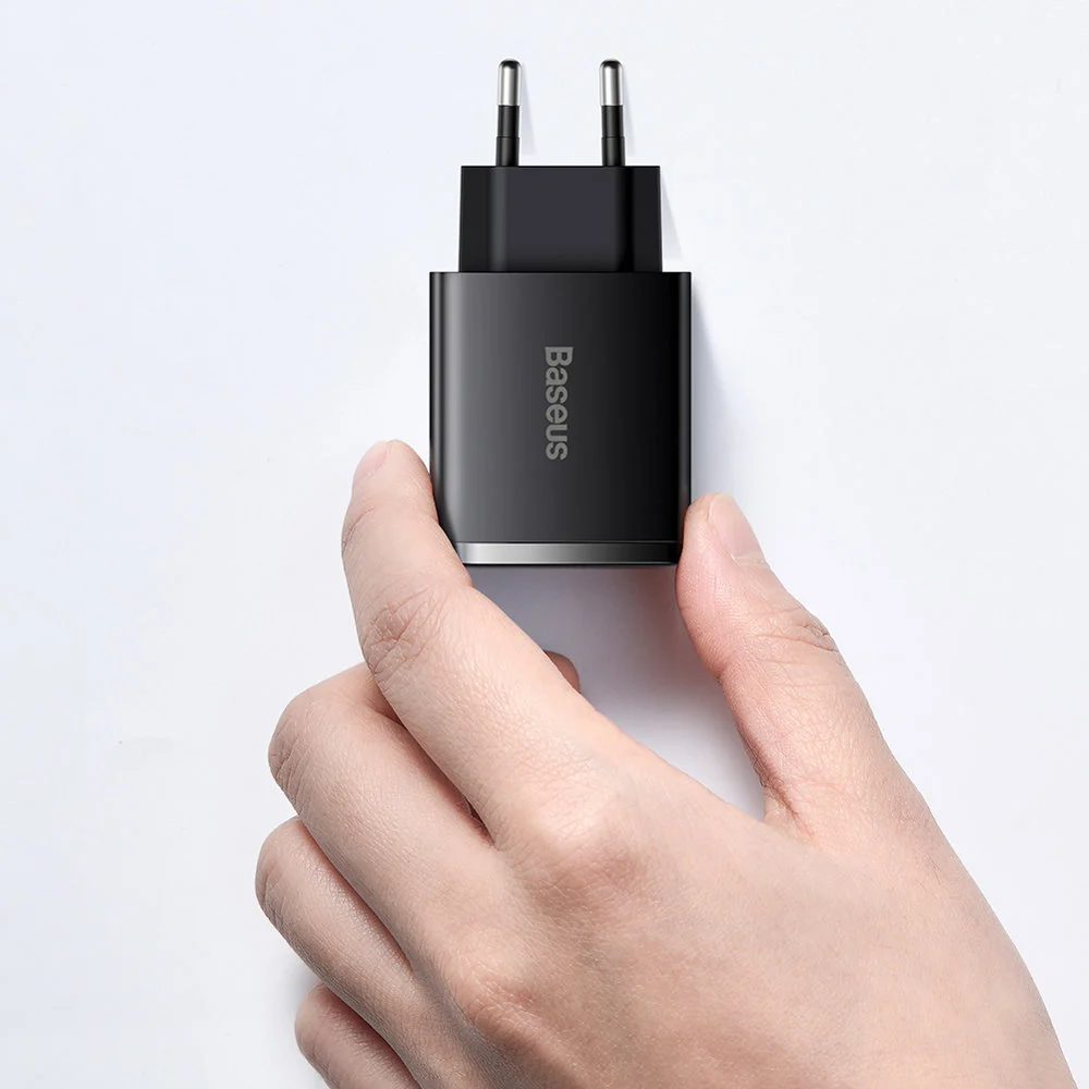 BASEUS 220V 30W, 2xUSB-A, USB-C, Compact (CCXJ-E01) /черно/ – снимка 8