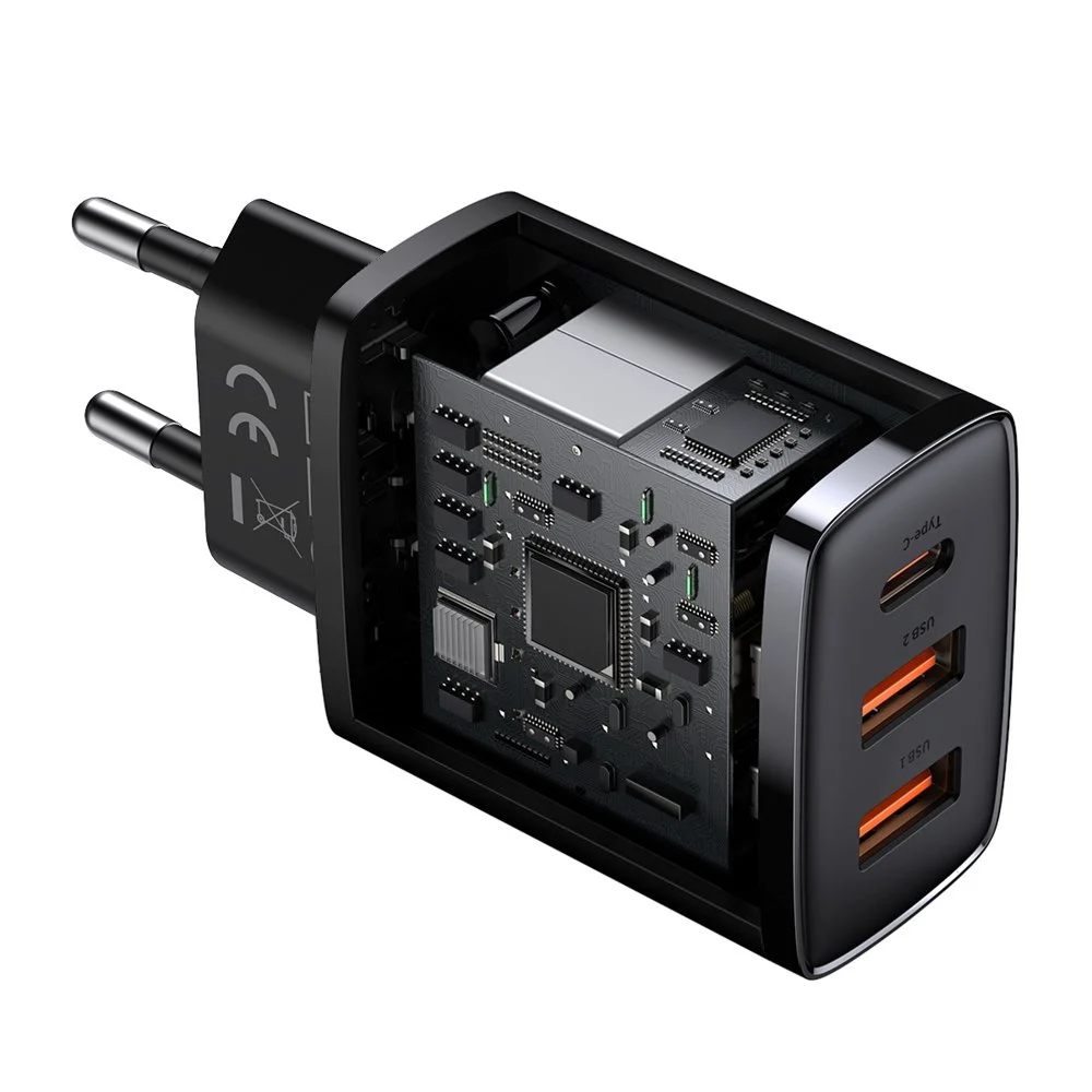 BASEUS 220V 30W, 2xUSB-A, USB-C, Compact (CCXJ-E01) /черно/ – снимка 5