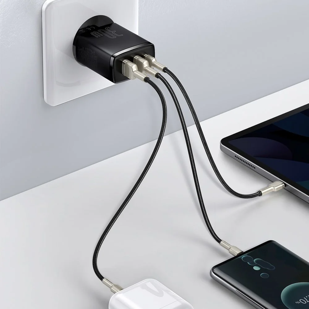 BASEUS 220V 30W, 2xUSB-A, USB-C, Compact (CCXJ-E01) /черно/ – снимка 6