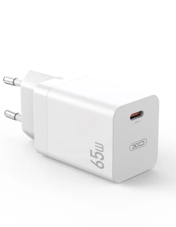 220V XO 65W, USB-C, PD, 3A, CE10 (EU сертифицирано) /бяло/