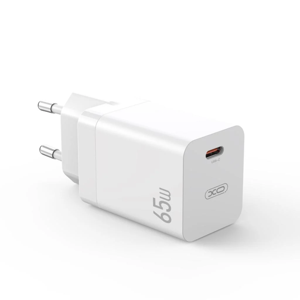 220V XO 65W, USB-C, PD, 3A, CE10 (EU сертифицирано) /бяло/