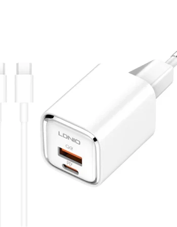 220V LDNIO 30W USB-C, USB-A + кабел Type-C - Type-C, A2317C /бяло/