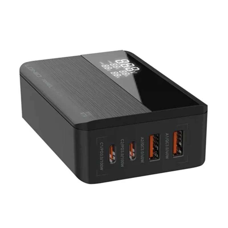 220V LDNIO 100W, 2xUSB-A, 2xUSB-C, Desktop, A4809C /черно/ – снимка 3