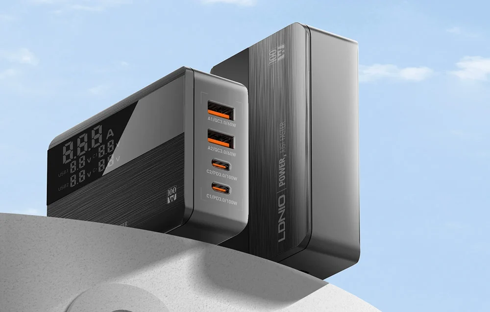 220V LDNIO 100W, 2xUSB-A, 2xUSB-C, Desktop, A4809C /черно/ – снимка 6