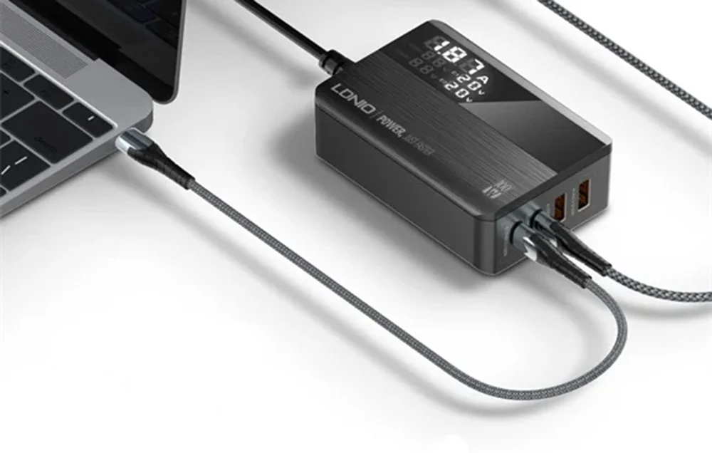 220V LDNIO 100W, 2xUSB-A, 2xUSB-C, Desktop, A4809C /черно/ – снимка 8
