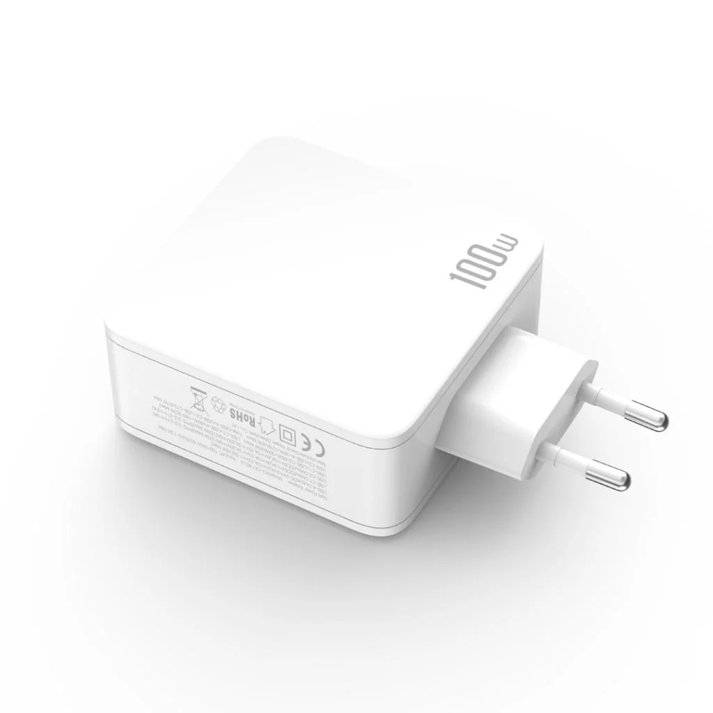 220V XO 100W, USB-A + 2xUSB-C, GaN CE14 /бяло/ – снимка 3