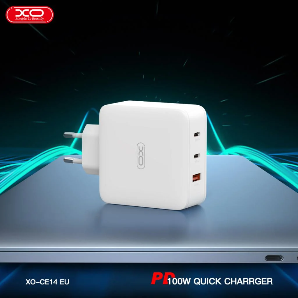 220V XO 100W, USB-A + 2xUSB-C, GaN CE14 /бяло/ – снимка 7