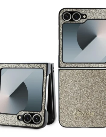 Калъф Guess GUHCZF6HGGSHD Samsung Z Flip 6 PC/TPU Glitter Flakes Metal Logo Gold